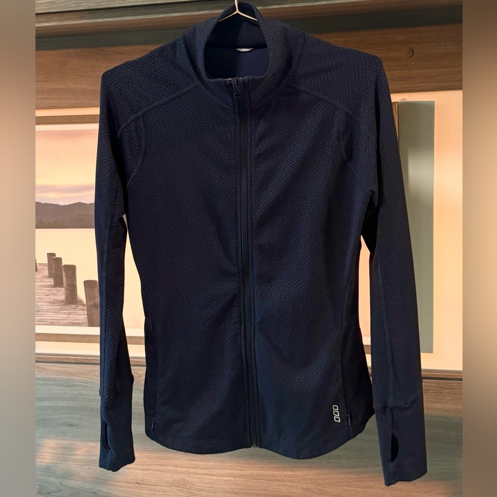 Lorna Jane full zip jacket navy blue dot size 6